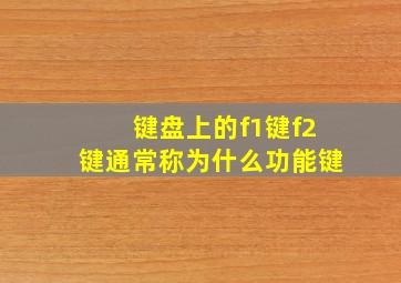 键盘上的f1键f2键通常称为什么功能键