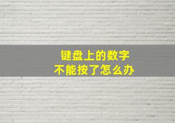 键盘上的数字不能按了怎么办