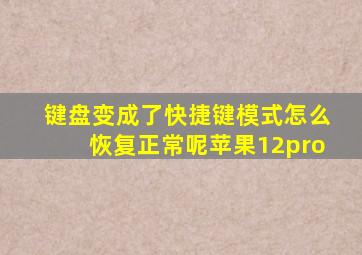 键盘变成了快捷键模式怎么恢复正常呢苹果12pro