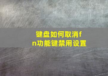 键盘如何取消fn功能键禁用设置