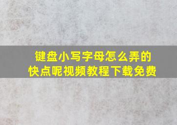 键盘小写字母怎么弄的快点呢视频教程下载免费