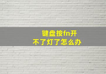 键盘按fn开不了灯了怎么办