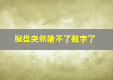 键盘突然输不了数字了