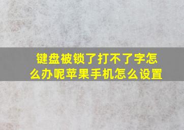 键盘被锁了打不了字怎么办呢苹果手机怎么设置