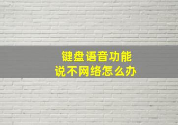 键盘语音功能说不网络怎么办