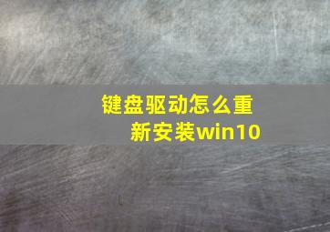 键盘驱动怎么重新安装win10