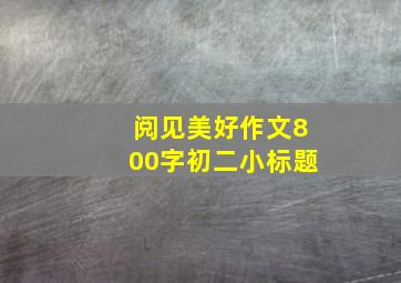 阅见美好作文800字初二小标题