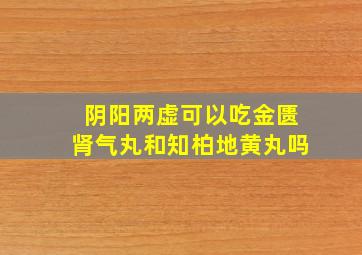 阴阳两虚可以吃金匮肾气丸和知柏地黄丸吗