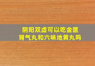 阴阳双虚可以吃金匮肾气丸和六味地黄丸吗