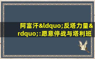 阿富汗“反塔力量”:愿意停战与塔利班谈判,但有个条件