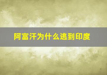 阿富汗为什么逃到印度