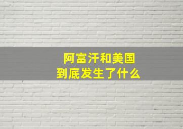 阿富汗和美国到底发生了什么