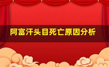 阿富汗头目死亡原因分析