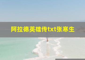 阿拉德英雄传txt张寒生