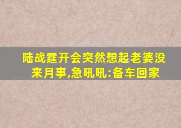 陆战霆开会突然想起老婆没来月事,急吼吼:备车回家