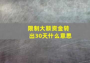 限制大额资金转出30天什么意思