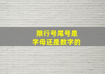 限行号尾号是字母还是数字的