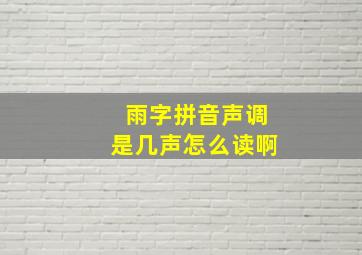 雨字拼音声调是几声怎么读啊