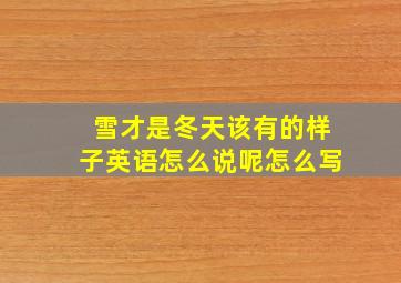 雪才是冬天该有的样子英语怎么说呢怎么写