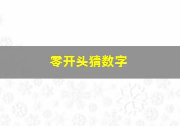 零开头猜数字