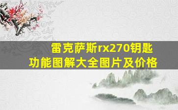 雷克萨斯rx270钥匙功能图解大全图片及价格