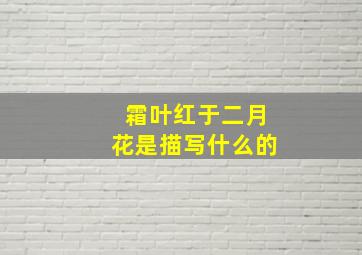 霜叶红于二月花是描写什么的