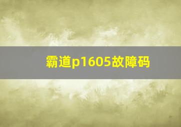 霸道p1605故障码