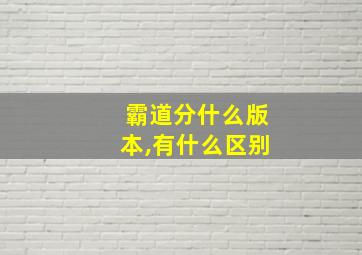 霸道分什么版本,有什么区别