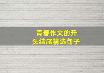 青春作文的开头结尾精选句子