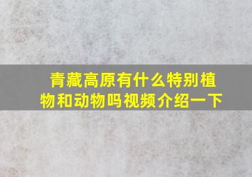 青藏高原有什么特别植物和动物吗视频介绍一下