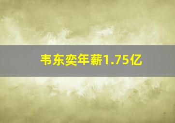 韦东奕年薪1.75亿