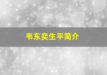 韦东奕生平简介