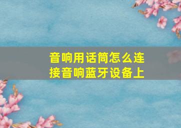 音响用话筒怎么连接音响蓝牙设备上