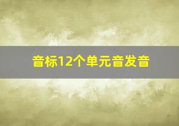 音标12个单元音发音