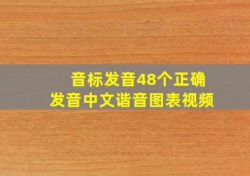 音标发音48个正确发音中文谐音图表视频