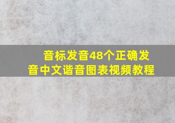 音标发音48个正确发音中文谐音图表视频教程