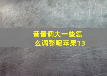 音量调大一些怎么调整呢苹果13