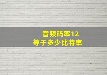 音频码率12等于多少比特率