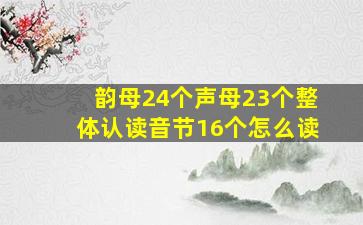 韵母24个声母23个整体认读音节16个怎么读