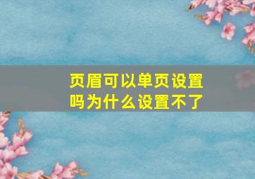 页眉可以单页设置吗为什么设置不了