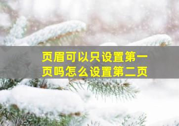 页眉可以只设置第一页吗怎么设置第二页