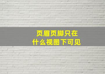 页眉页脚只在什么视图下可见