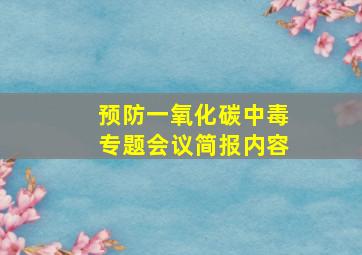 预防一氧化碳中毒专题会议简报内容