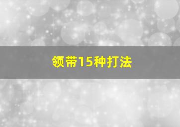 领带15种打法