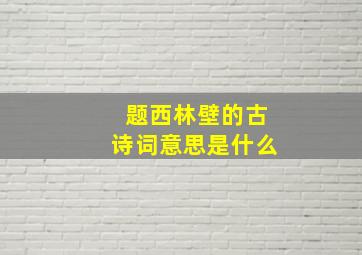 题西林壁的古诗词意思是什么