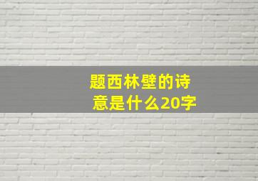 题西林壁的诗意是什么20字