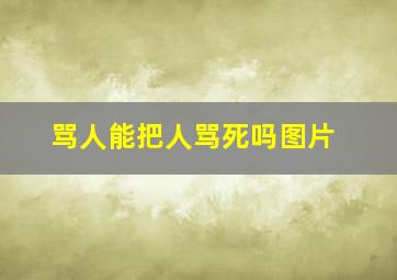 骂人能把人骂死吗图片