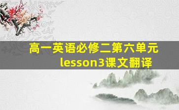 高一英语必修二第六单元lesson3课文翻译