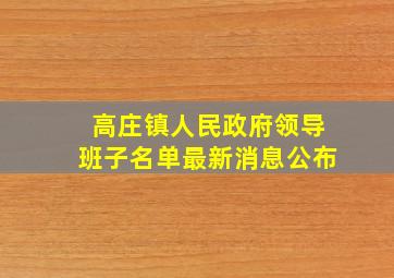 高庄镇人民政府领导班子名单最新消息公布