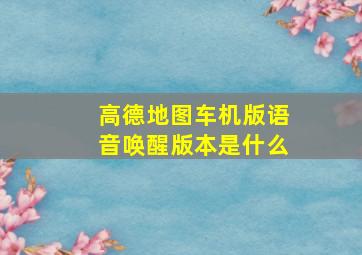 高德地图车机版语音唤醒版本是什么